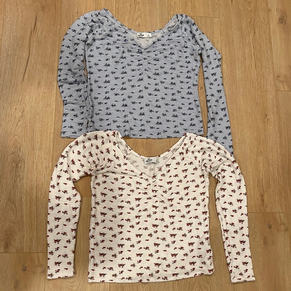 Hollister Long Sleeve Floral V-Neck - Two-Pack!